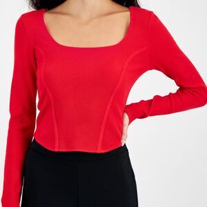 Bar lll Ribbed Square Neck Sweater
